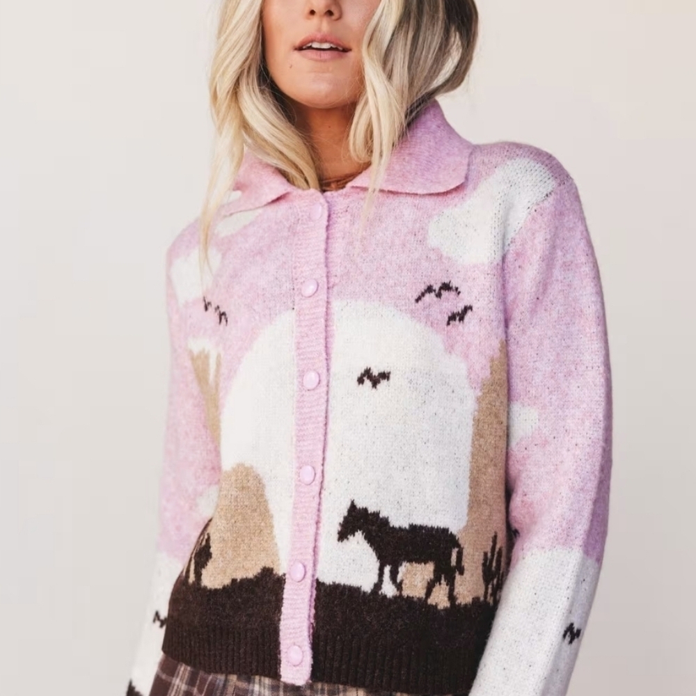 NWT Viral Desert Sunset Cardigan Pink